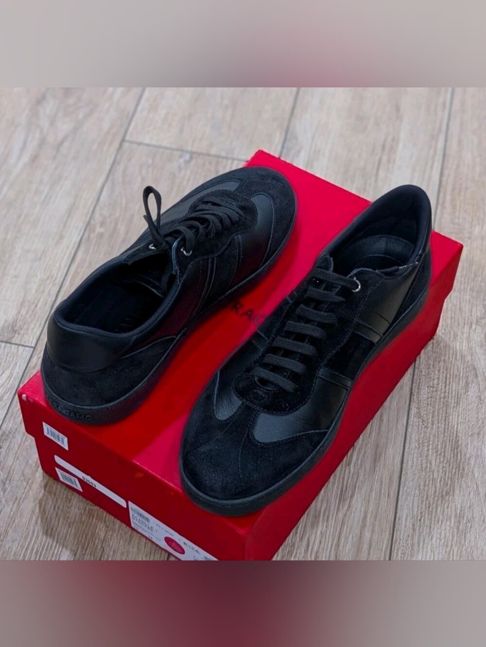 $880 Mens Ferragamo "Achille 1" Low-Top Leather Sneakers Black US 10